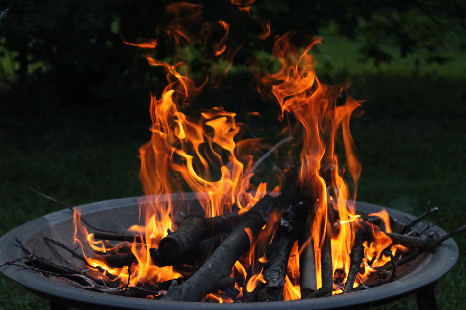 Burning Woods in a Fire Pit